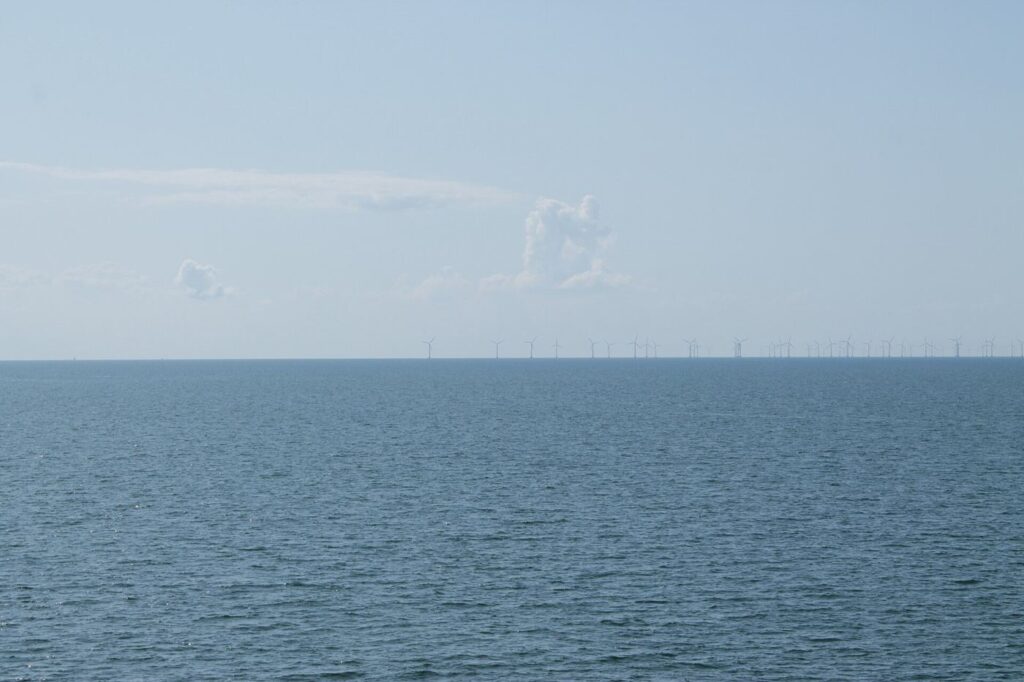 Offshore wind turbines at sea